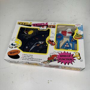 Vintage 80s Wind-Up Puzzle Space Shuttle Set 10Pcs 9281S Puzzle Vehicle Set -HBN